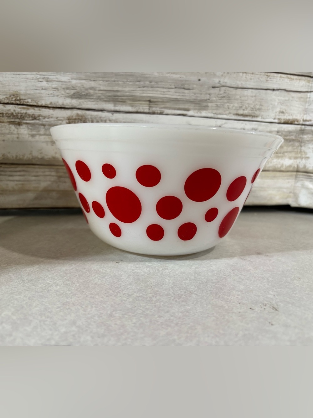 Vintage Federal Glass red dots bowl